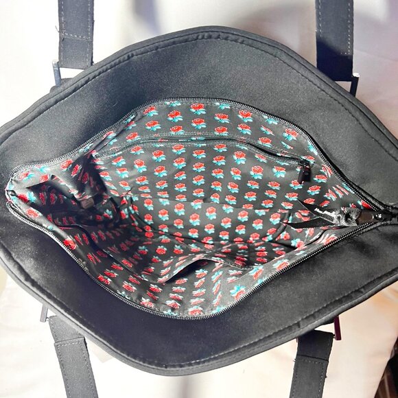 Vera Bradley Glenna Tote/Shoulder Purse-NWT-Black, Red Roses, Green-Quilted- - Picture 14 of 14